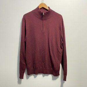 J.Crew Harbor Cotton‎ Maroon 1/4 Zip Fleece Sz XL